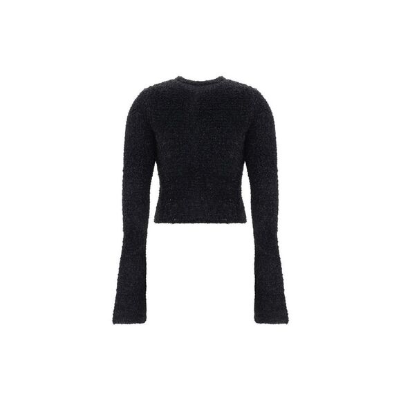 Balenciaga Cropped Cotton Cardigan with Sequin Detail Women Black Sweaters - Picture 2 of 3